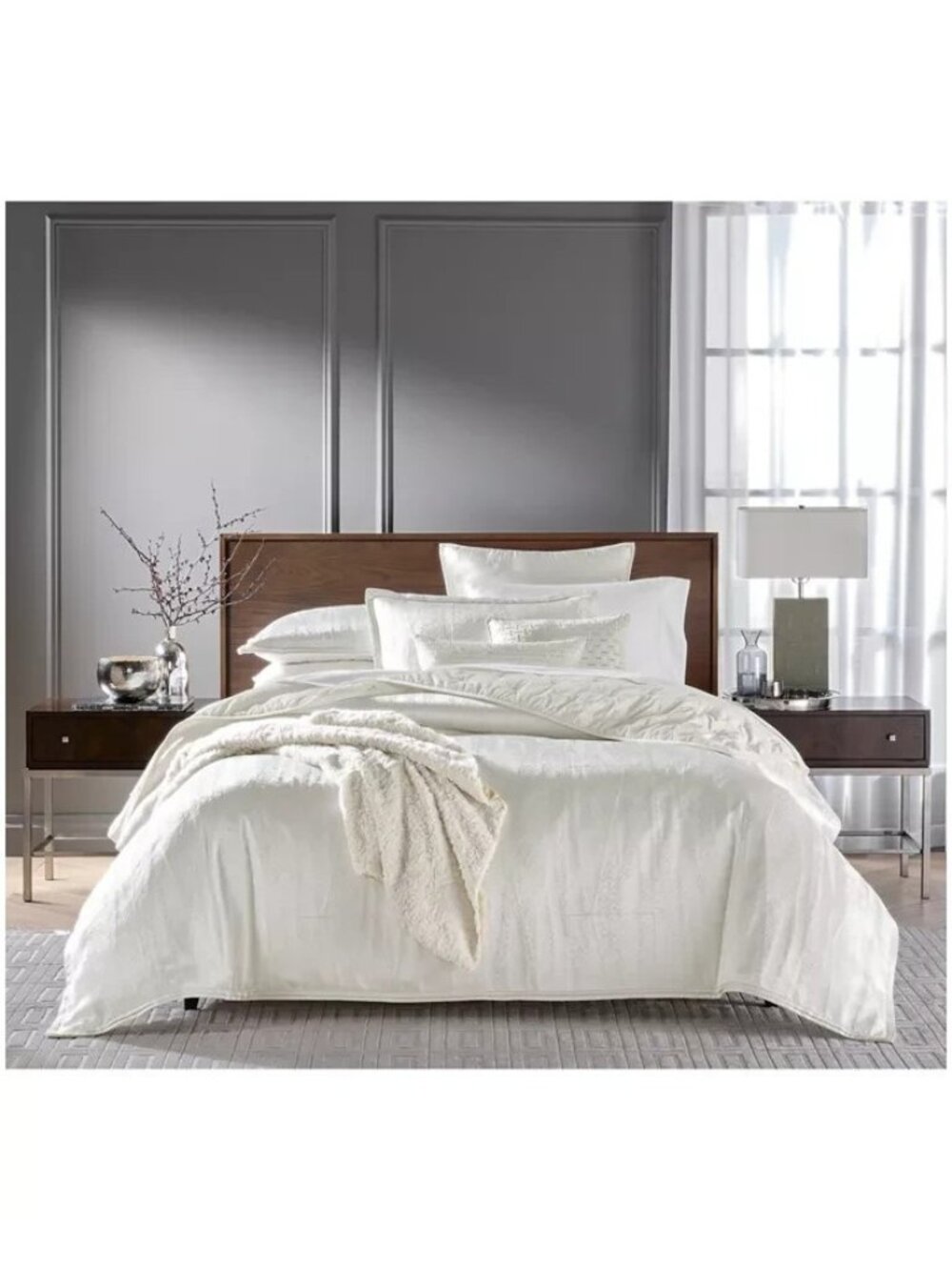 Hotel Collection Fractured Geo Comforter NEW Set King White MSRP $625